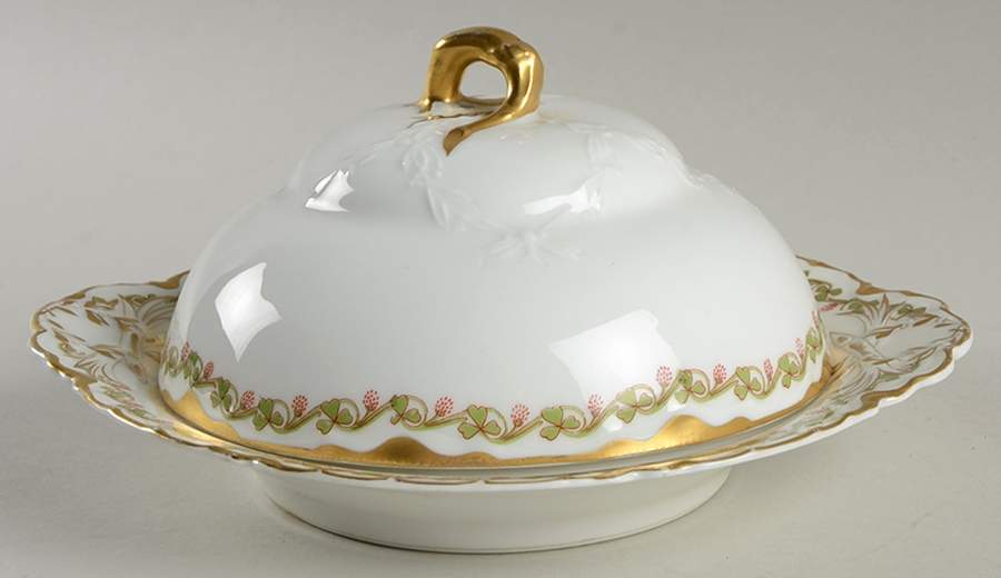 Clover Leaf Round Covered Butter by Haviland-1