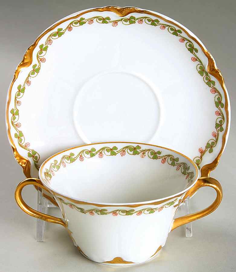 Clover Leaf Bouillon Soup & Saucer Set by Haviland-1