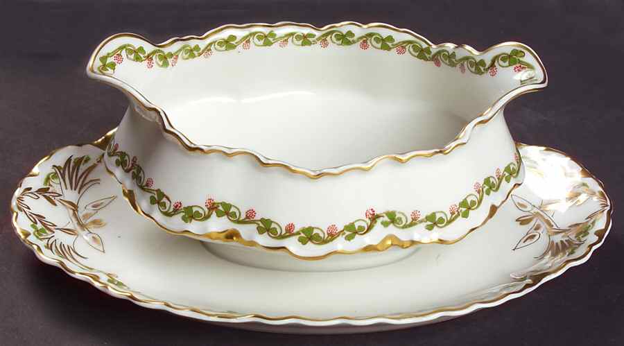 Clover Leaf Gravy Boat with Attached Underplate by Haviland-1