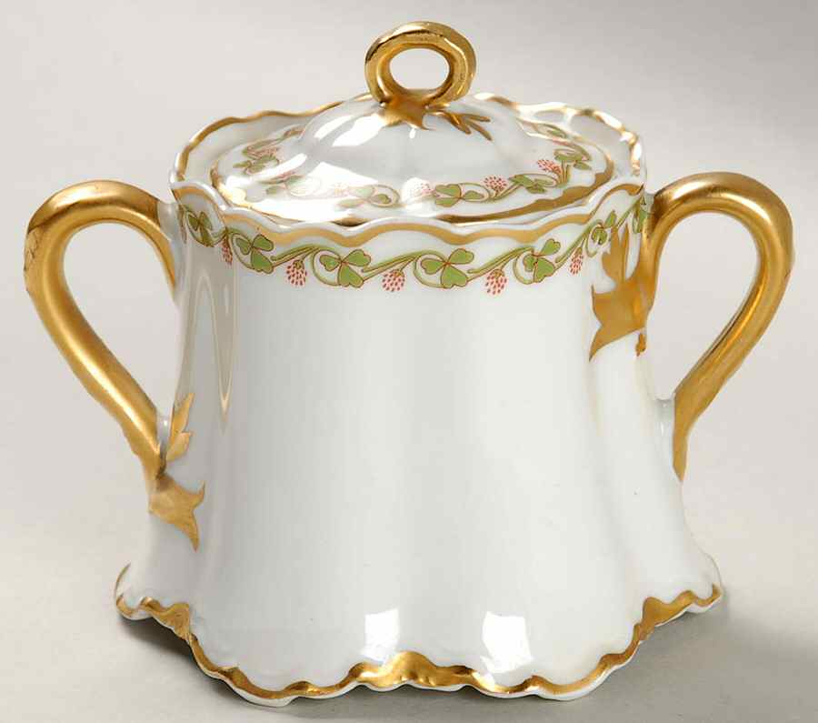 Clover Leaf Sugar Bowl & Lid by Haviland-1