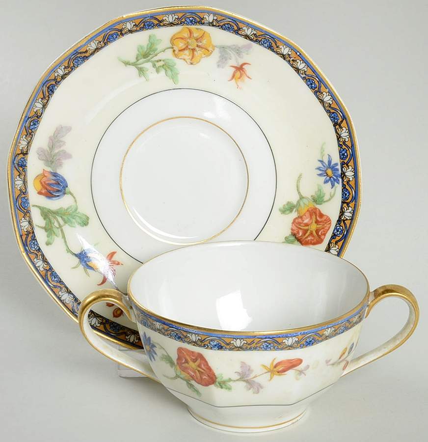 Cluny Flat Bouillon Cup & Saucer by Haviland-1