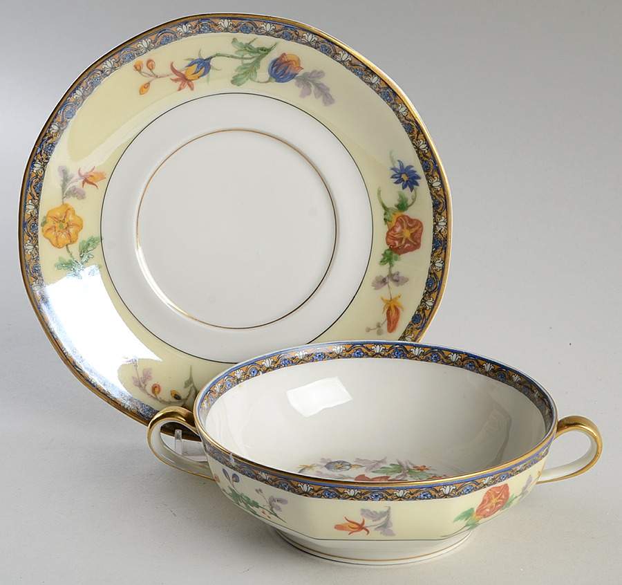 Cluny Flat Cream Soup Bowl & Saucer Set by Haviland-1