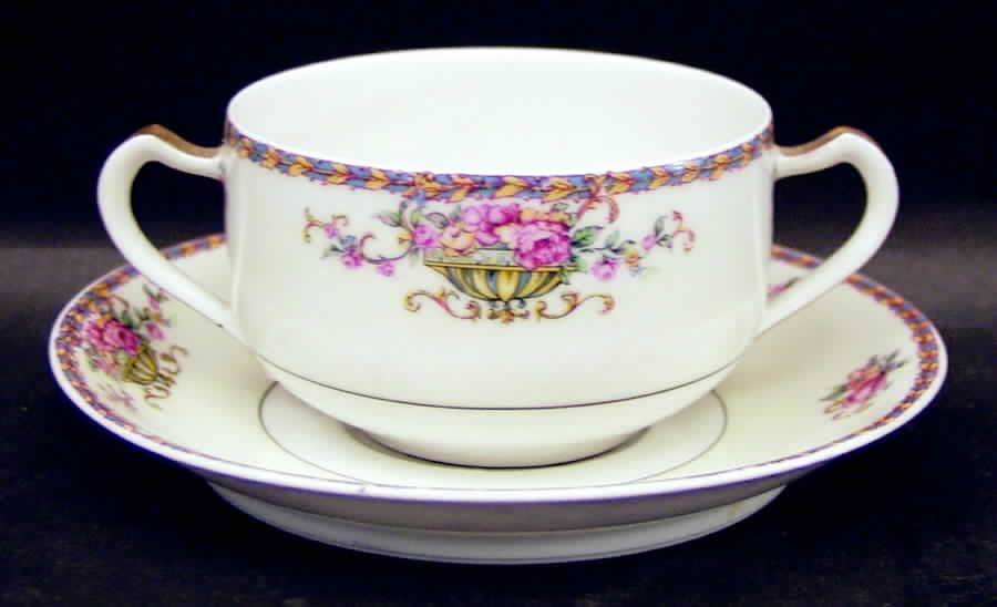 Commodore (No Trim) Flat Bouillon Cup & Saucer by Haviland-1