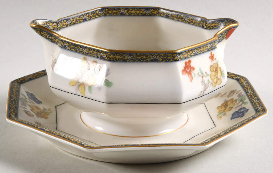 Coromandel Gravy Boat with Attached Underplate by Haviland-1