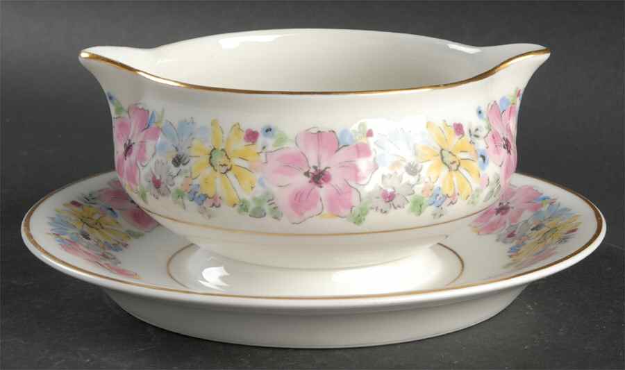 Cornflower Gravy Boat with Attached Underplate by Haviland-1