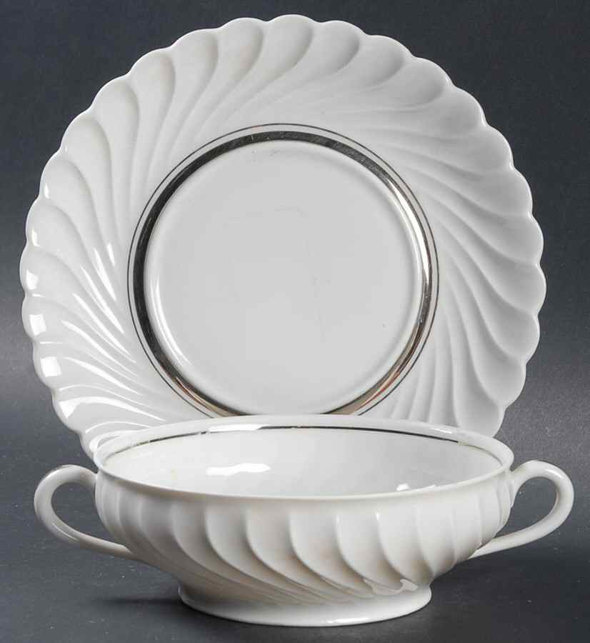 Deauville Flat Cream Soup Bowl & Saucer Set by Haviland-1