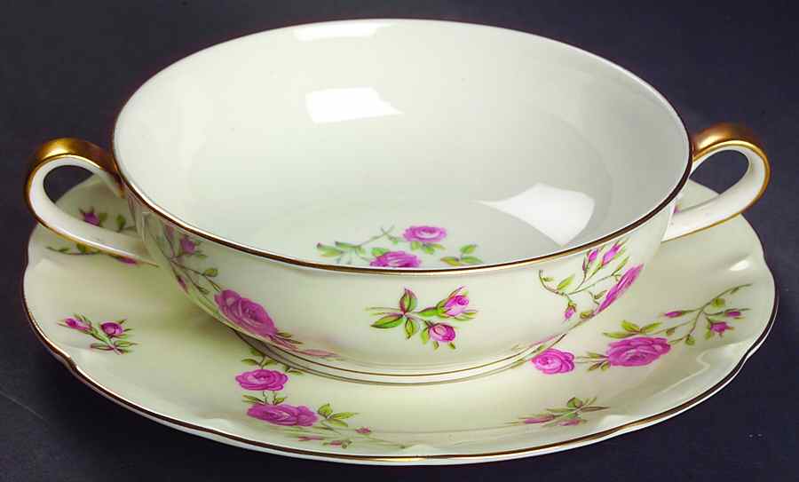 Delaware (New York) Flat Cream Soup Bowl & Saucer Set by Haviland-1