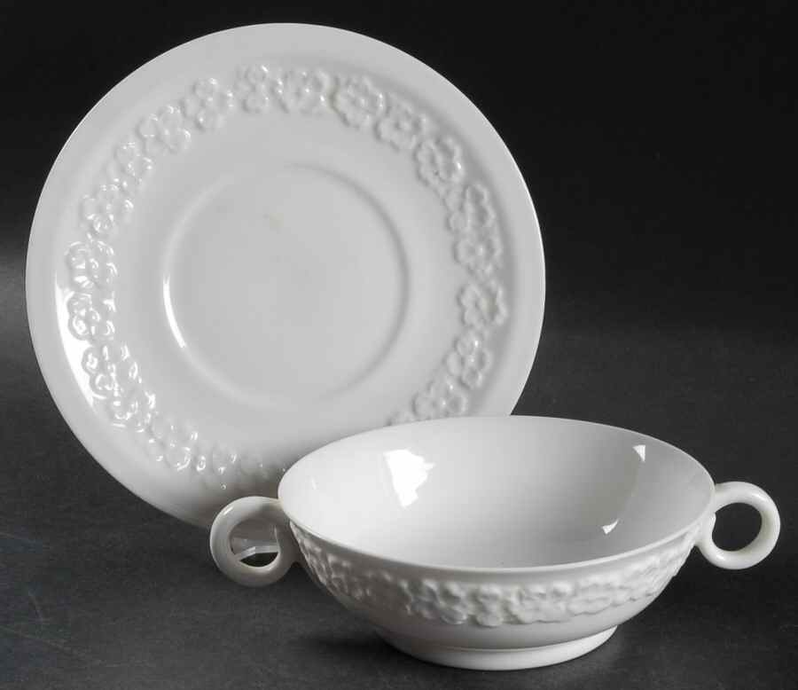 Dogwood (New York) Footed Cream Soup Bowl & Saucer Set by Haviland-1