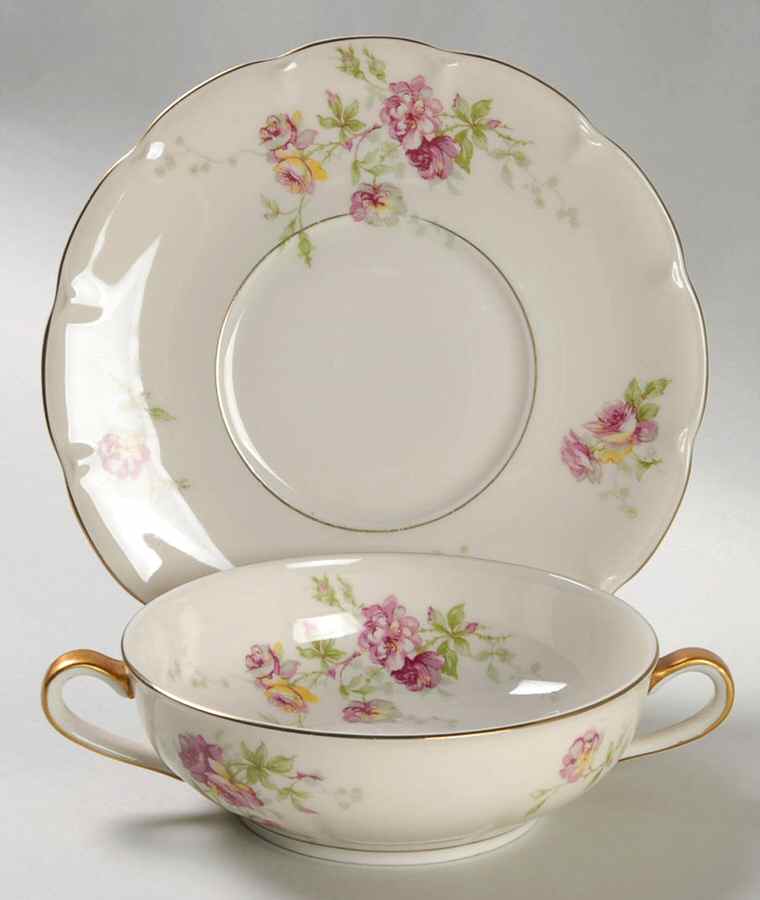 Dorset Footed Cream Soup Bowl & Saucer Set by Haviland-1