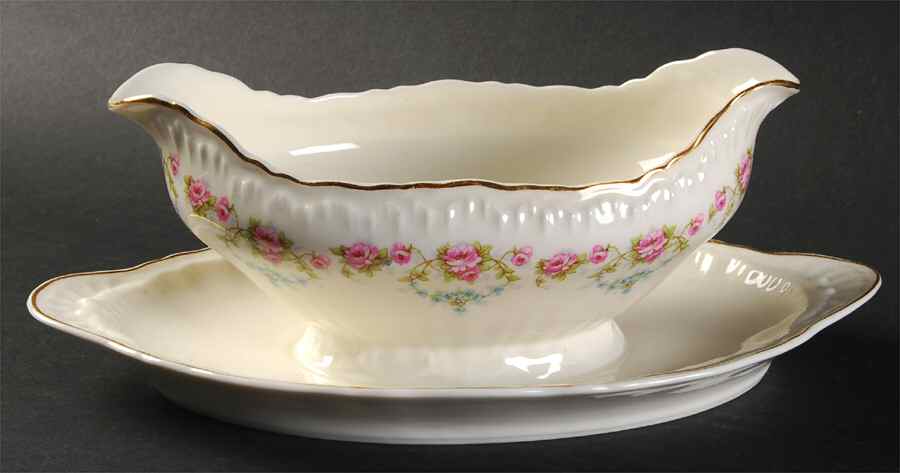 Elaine Gravy Boat with Attached Underplate by Haviland-1