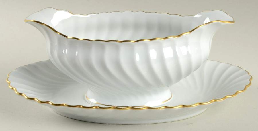 Elegance (Torse Blank) Gravy Boat with Attached Underplate by Haviland-1