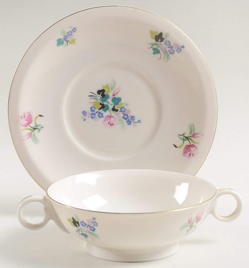 Ellwood Footed Cream Soup Bowl & Saucer Set by Haviland-1