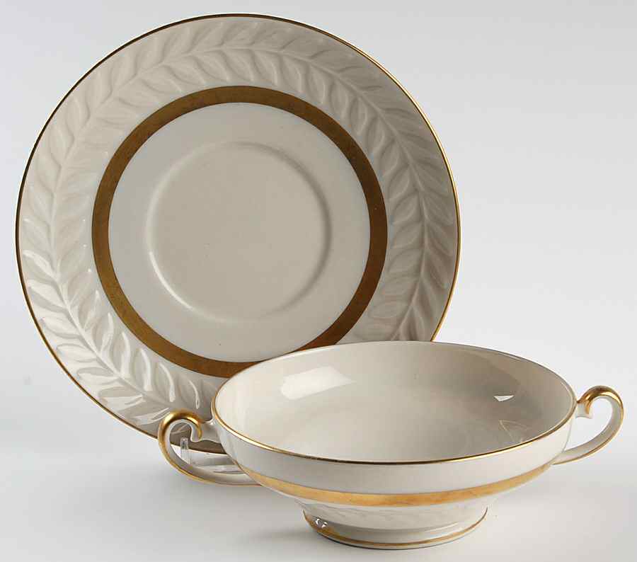 Embassy Footed Cream Soup Bowl & Saucer Set by Haviland-1