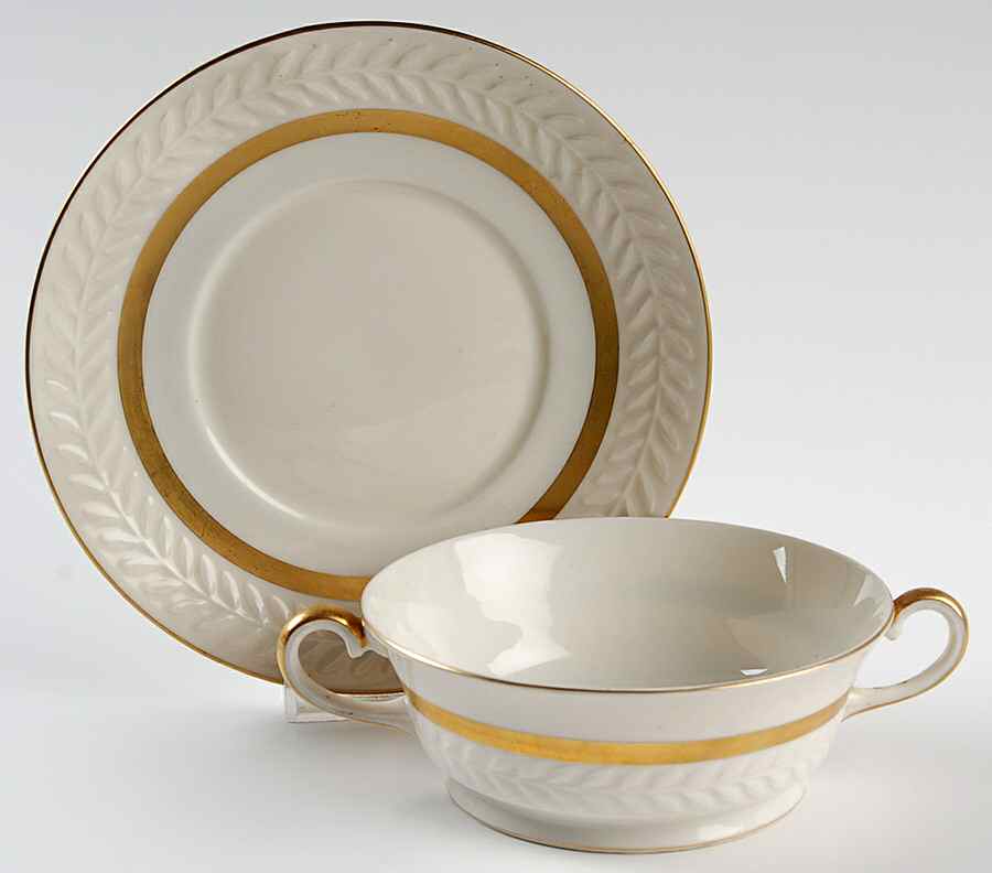 Embassy Footed Cream Soup Bowl & Saucer Set by Haviland-1