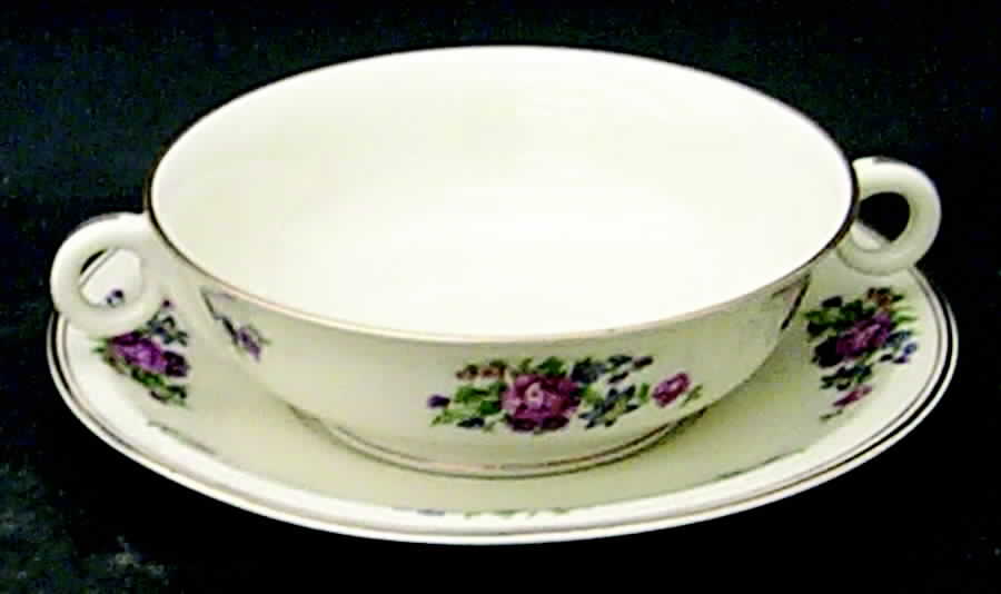 Empress Footed Cream Soup Bowl & Saucer Set by Haviland-1