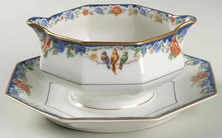 Enchantment (Birds) Gravy Boat with Attached Underplate by Haviland-1