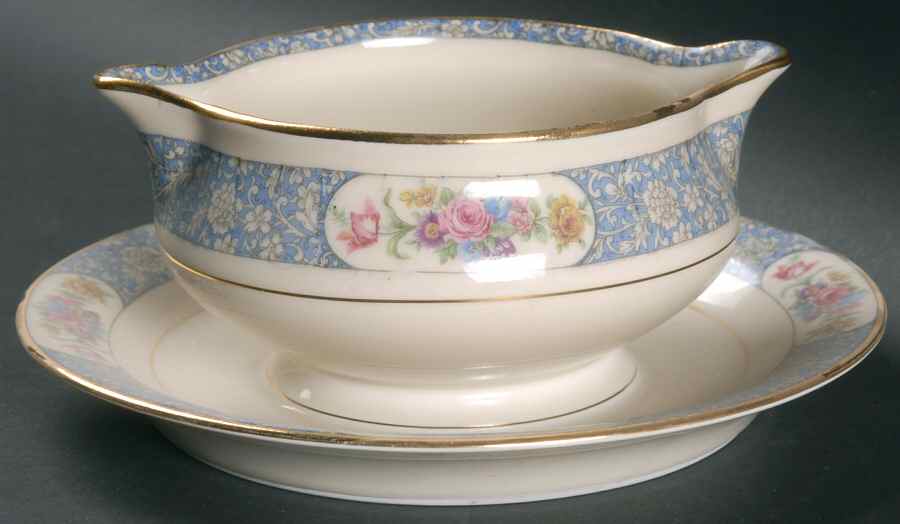 Enchantment (Floral) Gravy Boat with Attached Underplate by Haviland-1