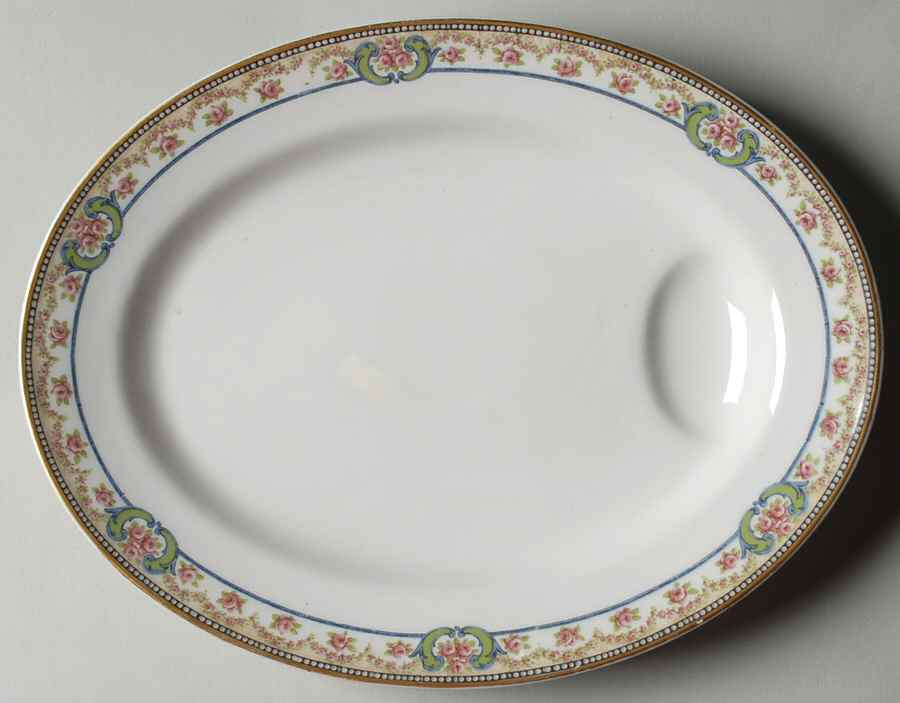 Essex (Gold Trim) 11" Oval Serving Platter by Haviland-1