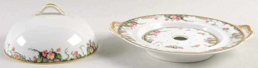 Esther Round Covered Butter with Strainer by Haviland-1
