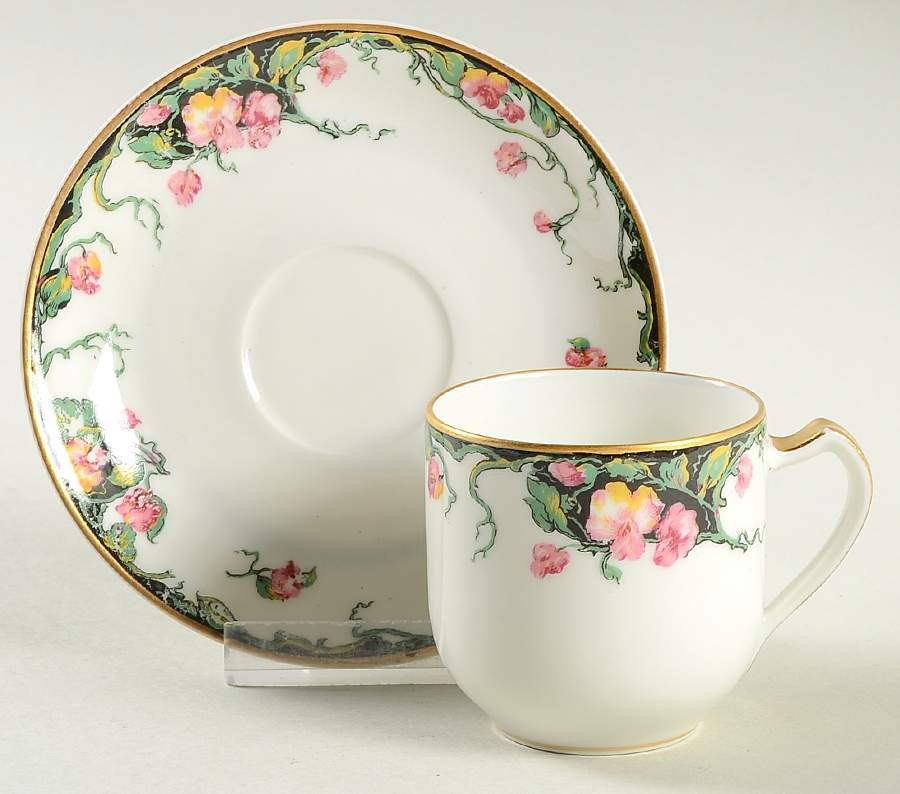 Esther Flat Demitasse Cup & Saucer Set by Haviland-1