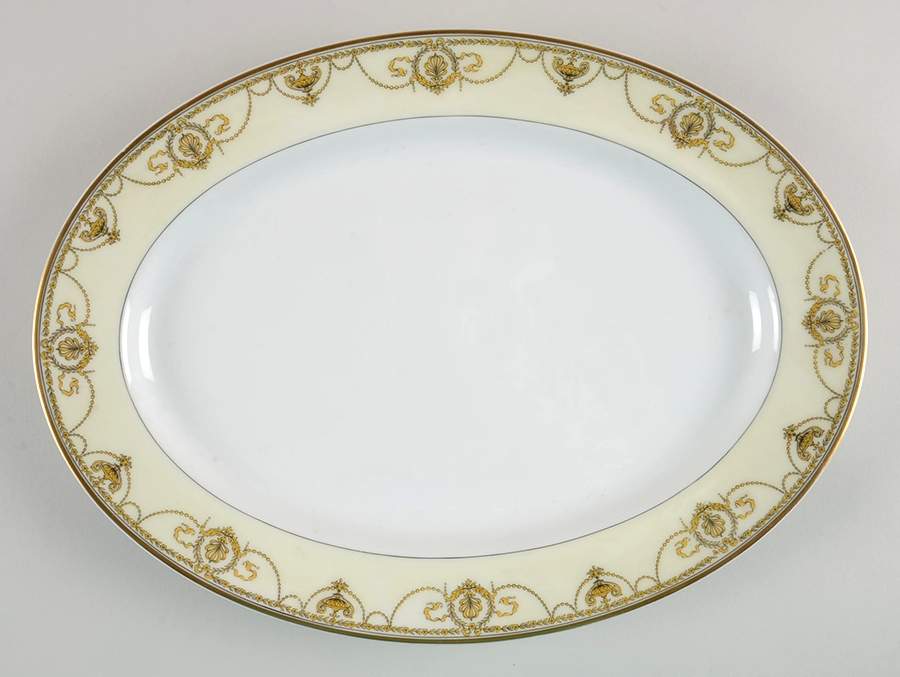 Eugenie (Black Laurel & Swags) 13" Oval Serving Platter by Haviland-1