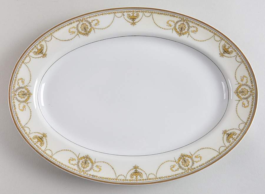Eugenie (Black Laurel & Swags) 11" Oval Serving Platter by Haviland-1