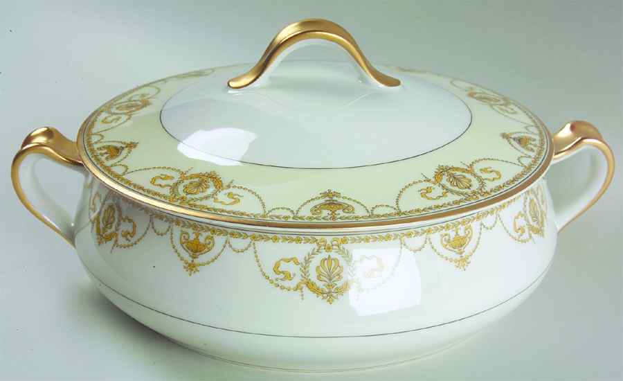 Eugenie (Black Laurel & Swags) Round Covered Vegetable by Haviland-1