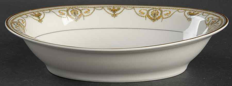 Eugenie (Black Laurel & Swags) 9" Oval Vegetable Bowl by Haviland-1