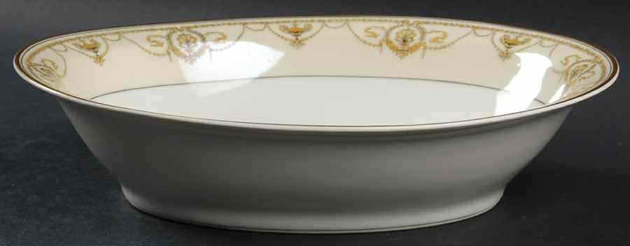 Eugenie (Black Laurel & Swags) 10" Oval Vegetable Bowl by Haviland-1