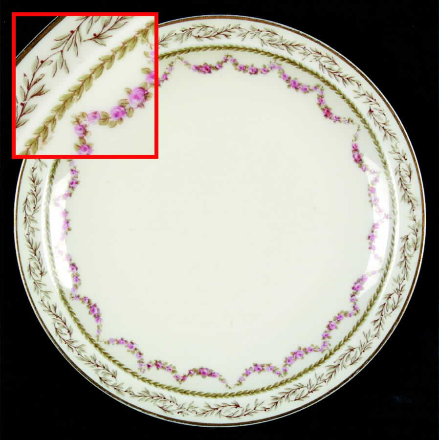 Eugenie (Green Leaves, Pink Roses) Salad Plate by Haviland-1