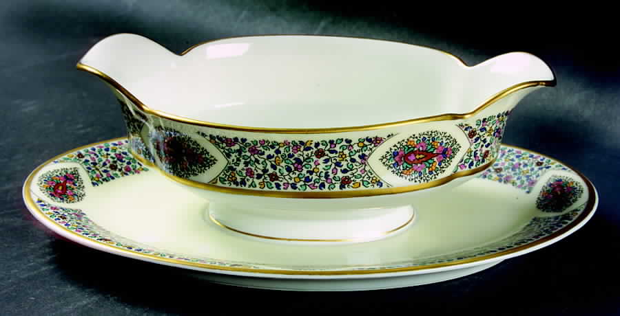 Fantaisie Gravy Boat with Attached Underplate by Haviland-1