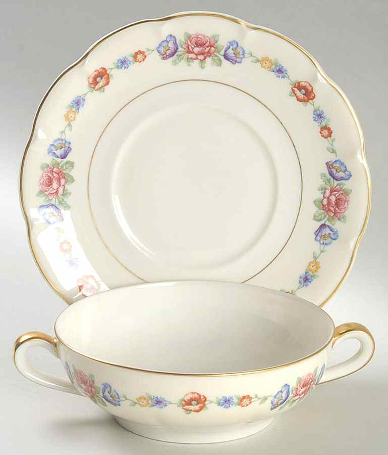 Ferrand Flat Cream Soup Bowl & Saucer Set by Haviland-1