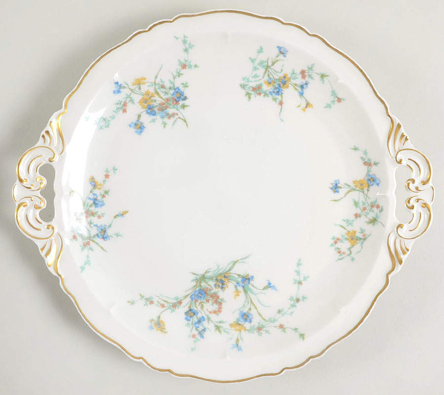 Fleurette (White, Newer) Handled Cake Plate by Haviland-1