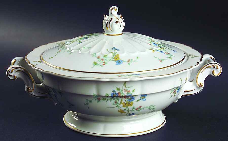 Fleurette (White, Newer) Round Covered Vegetable by Haviland-1