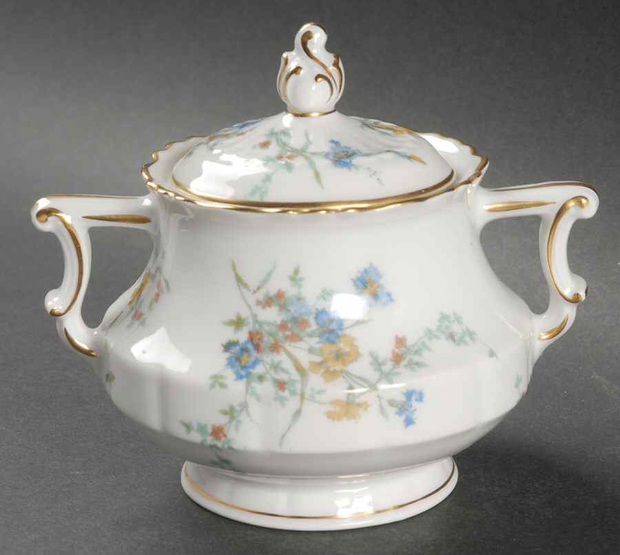 Fleurette (White, Newer) Sugar Bowl & Lid by Haviland-1
