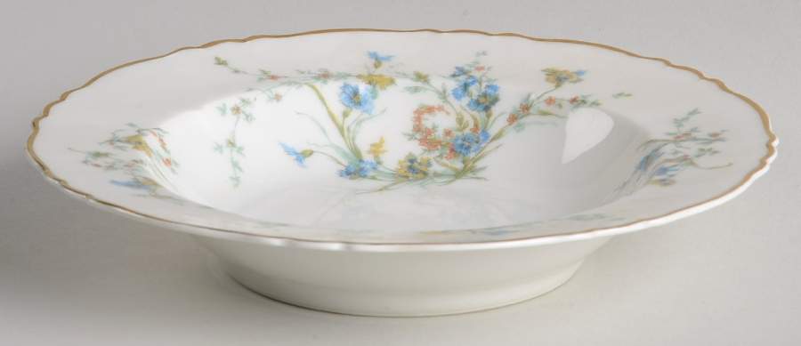 Fleurette (White, Newer) Rim Soup Bowl by Haviland-1