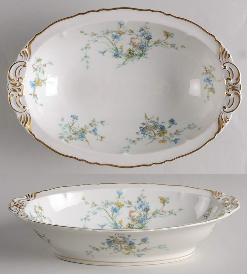 Fleurette (White, Newer) 10" Oval Vegetable Bowl by Haviland-1