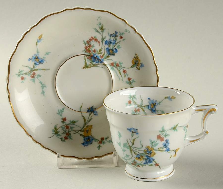 Fleurette (White, Newer) Footed Demitasse Cup & Saucer Set by Haviland-1