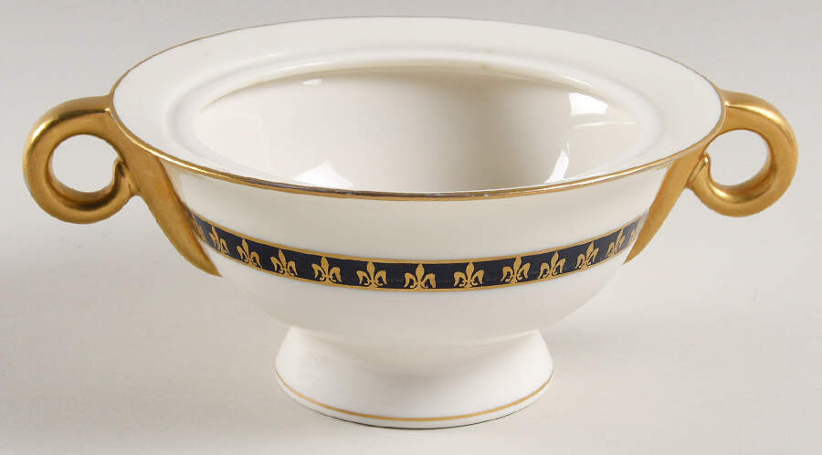 Fleur De Lis Cobalt Blue Sugar Bowl No Lid by Haviland-1