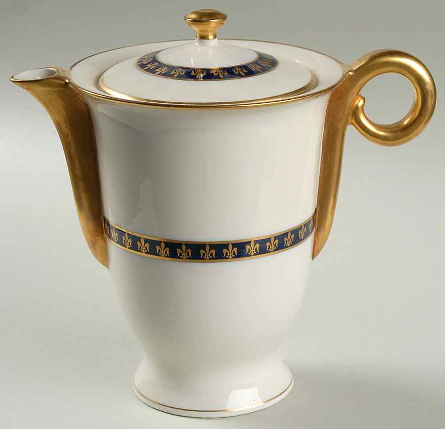 Fleur De Lis Cobalt Blue Coffee Pot & Lid by Haviland-1