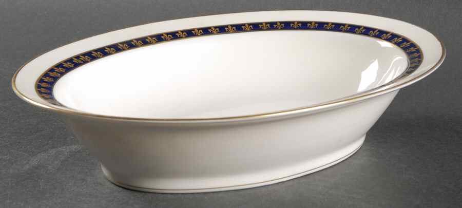 Fleur De Lis Cobalt Blue 9" Oval Vegetable Bowl by Haviland-1