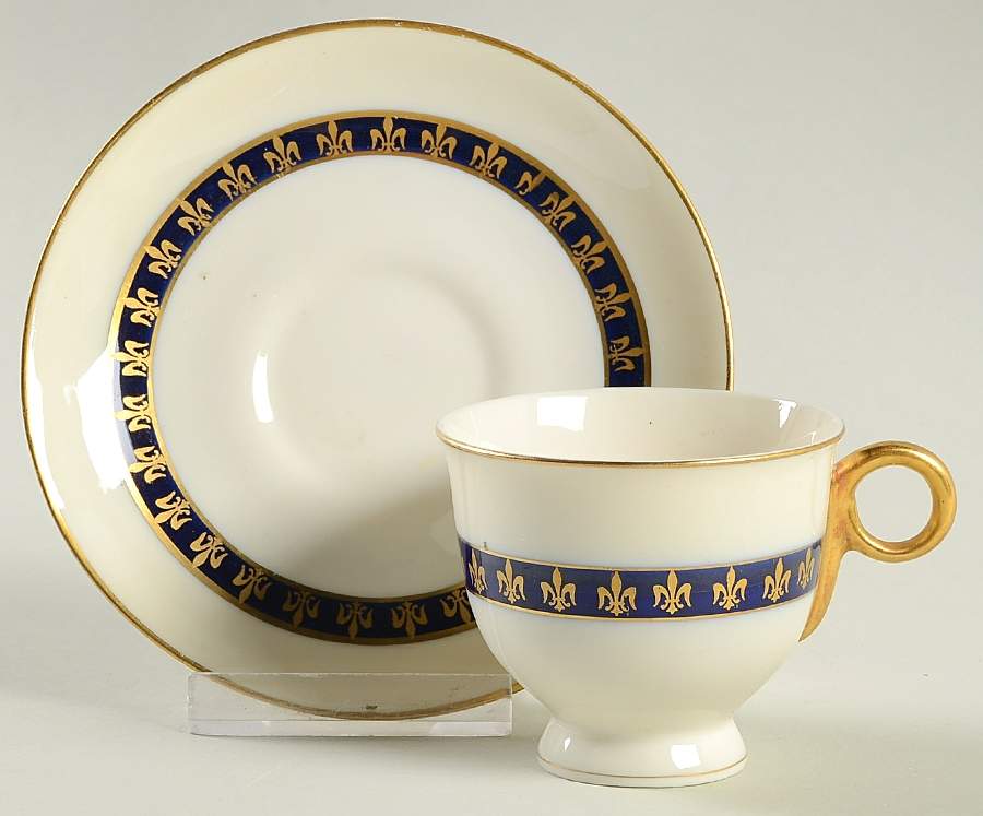 Fleur De Lis Cobalt Blue Footed Demitasse Cup & Saucer Set by Haviland-1