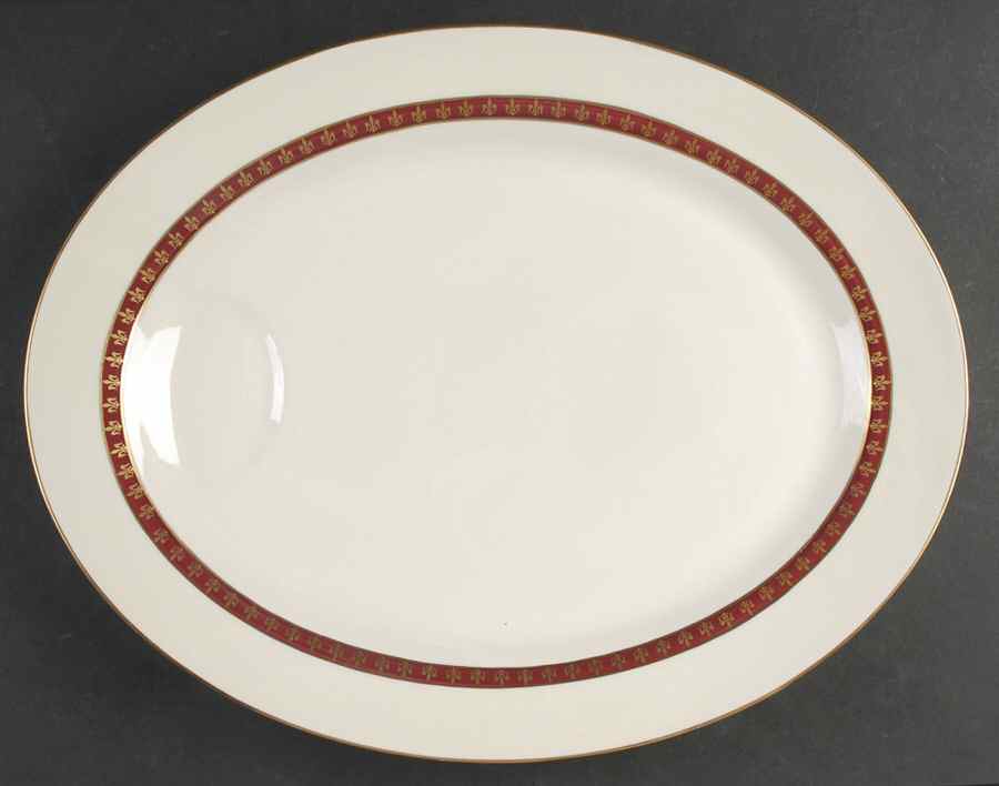 Fleur De Lis Red 14" Oval Serving Platter by Haviland-1