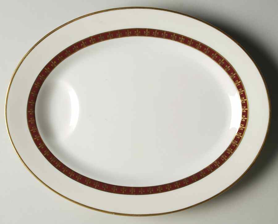 Fleur De Lis Red 11" Oval Serving Platter by Haviland-1