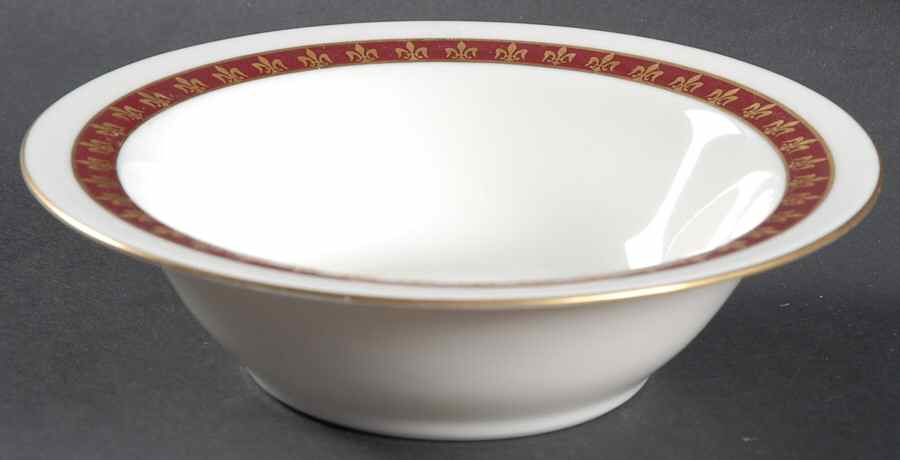Fleur De Lis Red Rim Cereal Bowl by Haviland-1