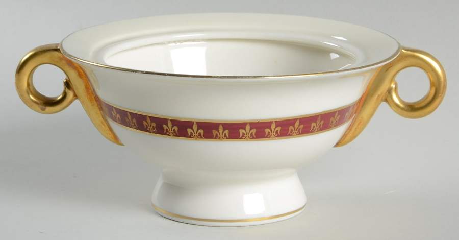 Fleur De Lis Red Sugar Bowl No Lid by Haviland-1