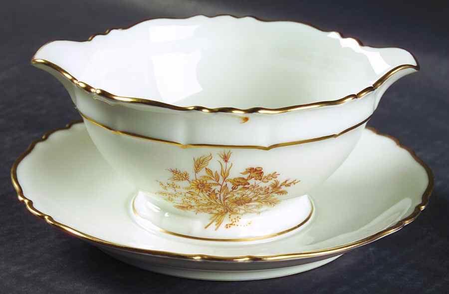 Floreal Gravy Boat with Attached Underplate by Haviland-1