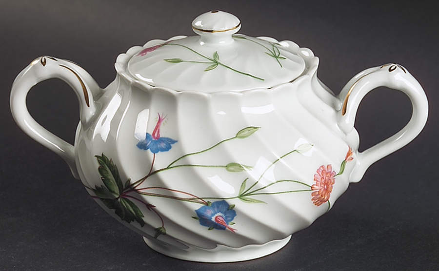 Florence (Newer, Swirl Edge, No Trim) Sugar Bowl & Lid by Haviland-1