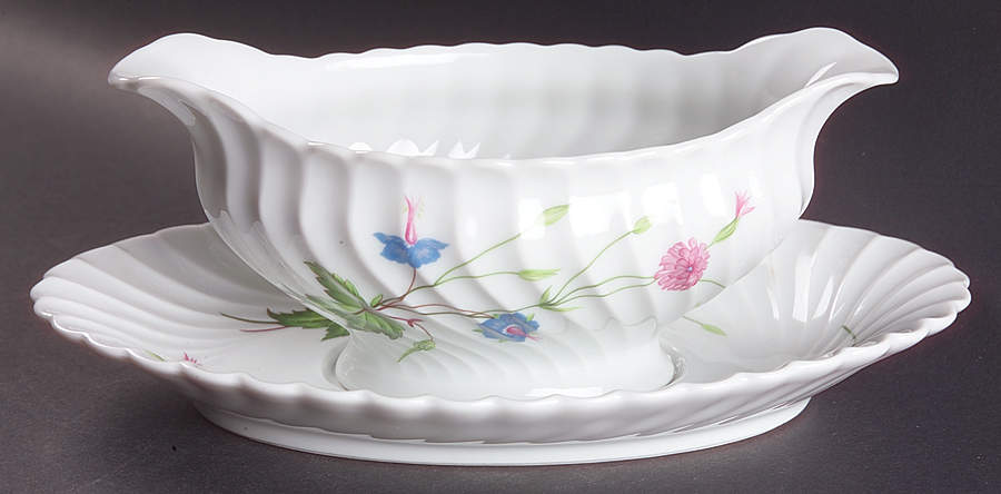 Florence (Newer, Swirl Edge, No Trim) Gravy Boat & Underplate by Haviland-1