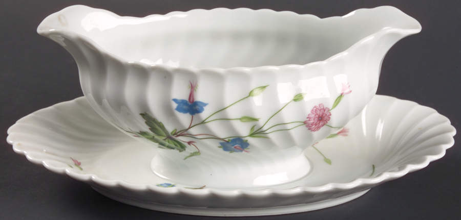 Florence (Newer, Swirl Edge, No Trim) Gravy Boat with Attached Underplate by Haviland-1